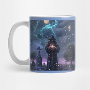 Demonic Sorcerer Conjures Power in a Cemetery Mug